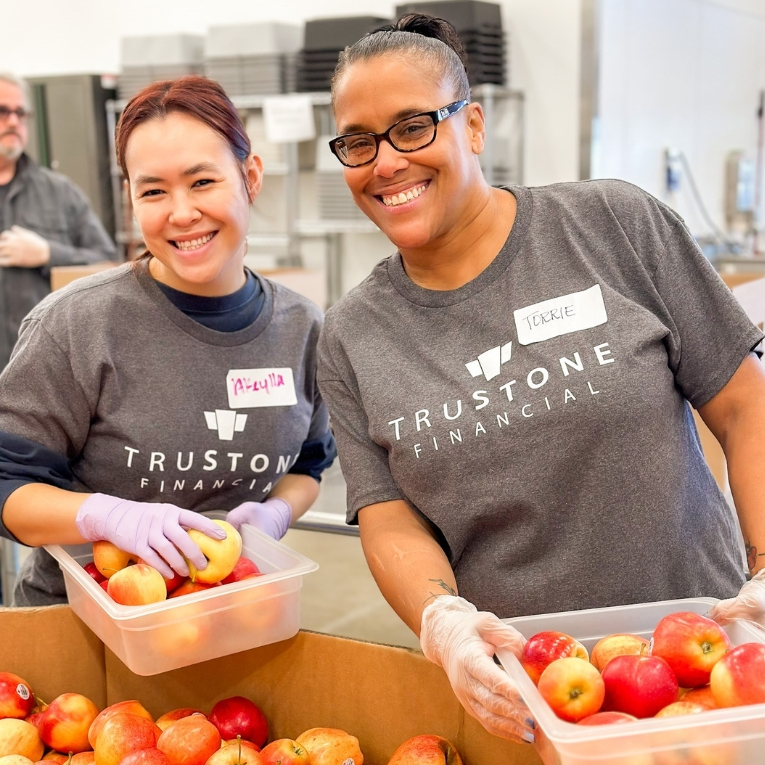 TruStone employees volunteering at a food pantry