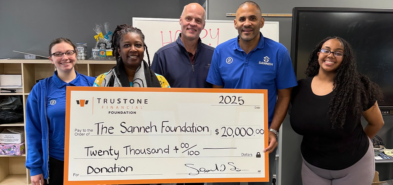 The Sanneh Foundation check presentation photo