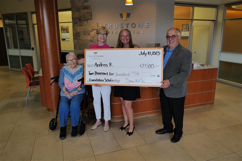 Pictured Left to Right: Mrs. Wurzer, Cathy Wurzer, Winner Andrea K., Sam Stern.